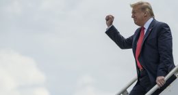 Trump's Sad Droopy Neck Gets Exposed After Air Force One Stumble