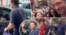 Watch Hugh Jackman jump into stranger’s car to escape chaotic mob of fans