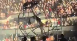 Watch the moment Katy Perry almost FALLS as prop tilts in the air just a day after Beyonce suffered scary stage moment