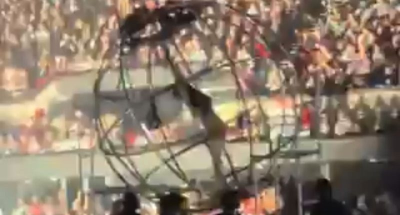 Watch the moment Katy Perry almost FALLS as prop tilts in the air just a day after Beyonce suffered scary stage moment