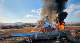December 2024: A Jeju Air Boeing 737-800 series aircraft after the plane crashed and burst into flames. The plane carrying 181 people from Bangkok to South Korea crashed on arrival and 179 died
