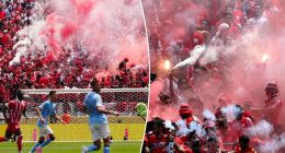 Wydad fans throw flares on field, feud with security at FIFA Club World Cup game versus Manchester City
