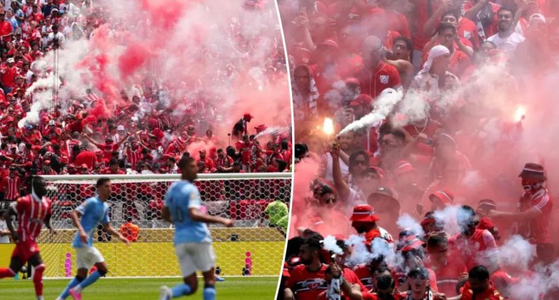 Wydad fans throw flares on field, feud with security at FIFA Club World Cup game versus Manchester City