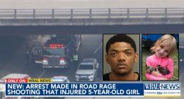 'Found the bullet in her sippy cup': 5-year-old girl shot through the leg during rush hour 'road rage incident' by man trying to hit her dad, cops say