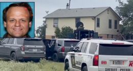 Inset: Charles Byrd (BCSO). Background: SWAT team executing a search warrant and arresting Byrd in Texas (BCSO).