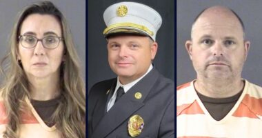 13-year-old adopted son who wouldn't stop 'picking at himself' starved by fire chief and wife until he was 'wafer thin' and weighed 55 pounds: Cops
