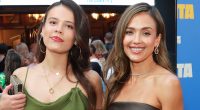 Ageless Jessica Alba, 44, looks like her teen daughter’s sister in strapless leather dress at London theater with Honor