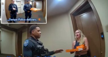 Arizona police officers deliver pizza to shocked customer after arresting Grubhub driver: ‘Should still be warm’