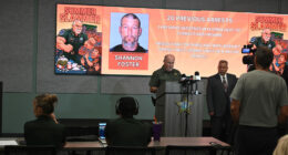 Sheriff Rick Staly and State Attorney R.J. Larizza addressed reporters today about a six-month undercover investigation of suspected drug dealers. (© FlaglerLive)