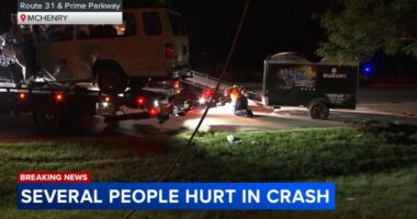 At least 9 injured after van crashes into pole in McHenry; thousands without power, officials say