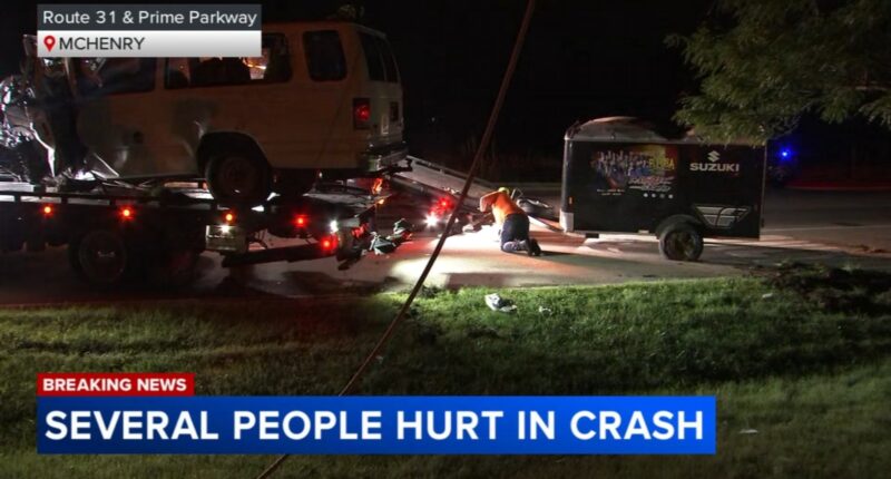 At least 9 injured after van crashes into pole in McHenry; thousands without power, officials say