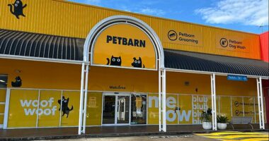The man allegedly swallowed a live goldfish at a Petbarn in Sydney's Castle Hill (pictured)