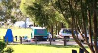 A popular campsite remains a crime scene after a baby boy drowned in the lake on Saturday