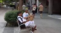 Bizarre moment Oscar-winning Hollywood star shares bread snack with Spanish local who’s no idea who star is – would you?