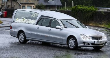The funeral cortege for the families of Eddie Lyons Jnr and Ross Monaghan was seen on their way to Bishopbriggs Crematorium today