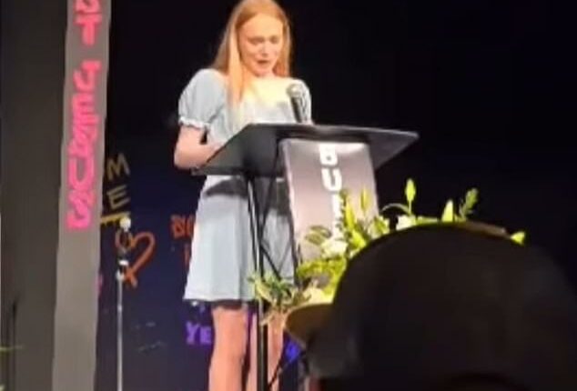 Sarah Grace Patrick, 17, delivered a tearful eulogy at a church service in Georgia for her mother Kristin and stepfather James Brock, only to be charged with their murders months later