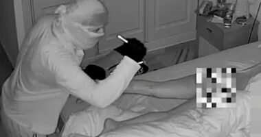 Chilling moment intruder inspects naked woman with his torch as she slept next to her partner in Marbella home as brave victim who released video describes 'recurring nightmares'