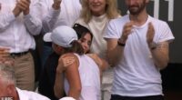 Courteney Cox shared a sweet embrace with Wimbledon champion Iga Swiatek after she stormed to victory in the Women's Singles Final on Saturday