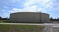A 6 million-gallon tank at Wastewater Treatment Plant 1. The city needs a similar equalization tank built there. (© FlaglerLive)