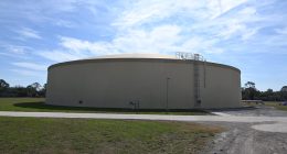 A 6 million-gallon tank at Wastewater Treatment Plant 1. The city needs a similar equalization tank built there. (© FlaglerLive)