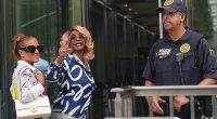 Sean 'Diddy' Combs' mother Janice Combs (pictured in NYC Wednesday) shared her delight at news her rapper son had been cleared of the most serious charges he was facing