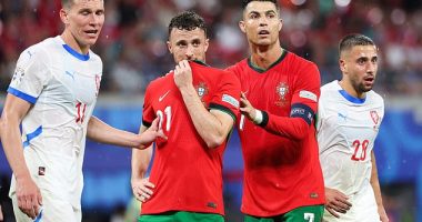 Cristiano Ronaldo and Diogo Jota stand together during their UEFA Euro 2024 match agaisnt the Czech Republic in June last year. The Portugal captain did not attend his teammate's funeral in Gondomar on Saturday