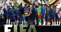 Chelsea players were left bemused as Donald Trump stole the limelight during their trophy lift