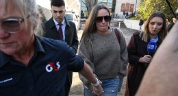 Erin Patterson's best friend Alison Rose Prior (pictured) was throned by media as she left the court on Monday afternoon