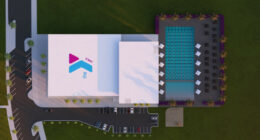 A rendering of the Palm Coast YMCA in Town Center, seen from above. Don