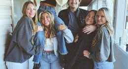 The grieving family of one of Bryan Kohberger 's victims has blasted the 'shocking and cruel' plea deal that will allow their daughter's killer to avoid the death penalty. From left: Dylan Mortensen, Kaylee Goncalves, Madison Mogen (on Kaylee's shoulders), Ethan Chapin, Xana Kernodle and Bethany Funke