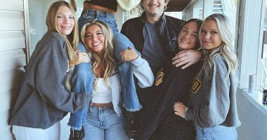 The grieving family of one of Bryan Kohberger 's victims has blasted the 'shocking and cruel' plea deal that will allow their daughter's killer to avoid the death penalty. From left: Dylan Mortensen, Kaylee Goncalves, Madison Mogen (on Kaylee's shoulders), Ethan Chapin, Xana Kernodle and Bethany Funke