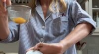 In the clip, Gwyneth Paltrow was seen cracking eggs into a strainer before then appearing to tip the whites directly onto the floor and nonchalantly carrying on with poaching