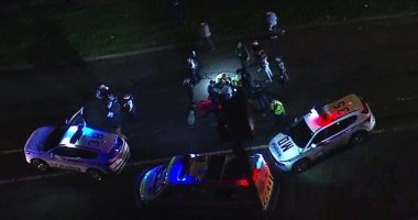A teen allegedly attacked two female police officers who had been called to perform a welfare check on him in Sydney's west on Friday night. Pictured are police at the scene