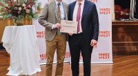 Professor Richard Scolyer (left) struggled to accept the 2025 Inner West Citizen of the Year