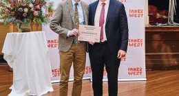 Professor Richard Scolyer (left) struggled to accept the 2025 Inner West Citizen of the Year
