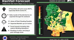 Palm Coast and Flagler County may be in for a soaking. (NWS)