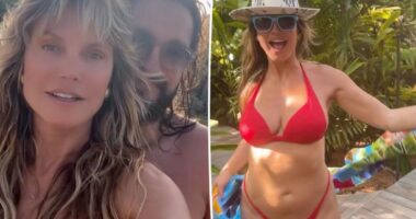 Heidi Klum stuns in tiny string bikini during PDA-filled beach day with husband Tom Kaulitz