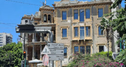 An apartment building on Rue Ashrafieh in beirut still bearing the marks of the 1975-1990 civil war. (© Xavier Deman for FlaglerLive)