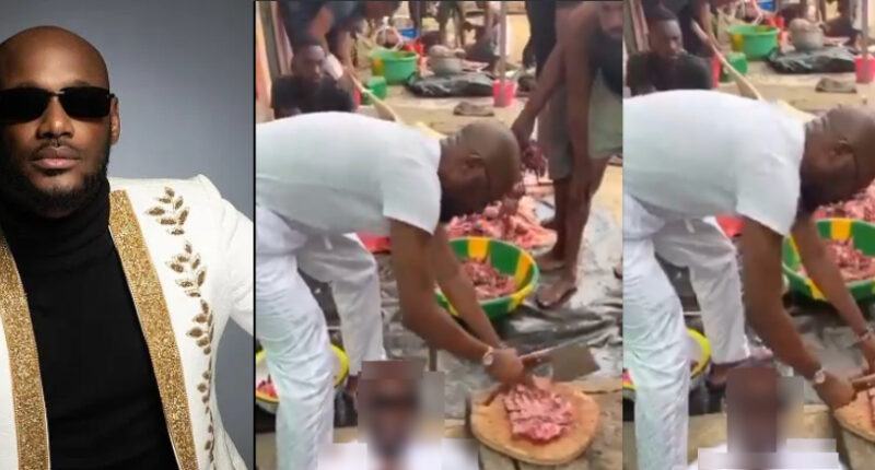 “Is This Not 2Baba?”- Man Reacts To Video Of 2Baba’s Lookalike Butchering Meat