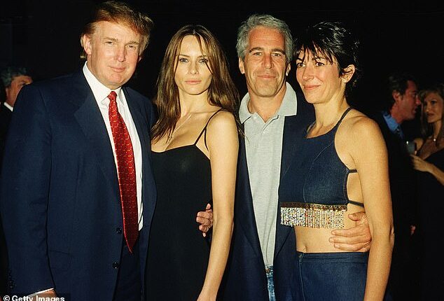 Donald and Melania Trump with Jeffrey Epstein and Ghislaine Maxwell at Mar-a-Lago in 2000