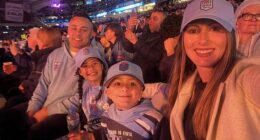 Jarryd Hayne marks a family milestone with his kids at State of Origin as footy great and his wife are pictured together for the first time in more than two years