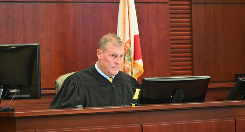 Circuit Judge Chris France during arguments over the Mike Norris lawsuit last week. (© FlaglerLive)