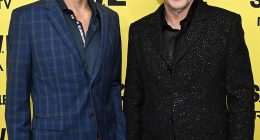 Julian McMahon (left) has been fondly remembered by Nicolas Cage, his co-star in the new film The Surfer, which they are pictured promoting at SXSW this March