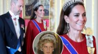 Kate Middleton is ravishing in red and Princess Diana’s tiara for Macron state banquet
