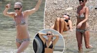 Kate Moss and daughter Lila frolic in bikinis on Ibiza beach vacation