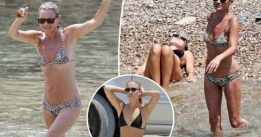 Kate Moss and daughter Lila frolic in bikinis on Ibiza beach vacation