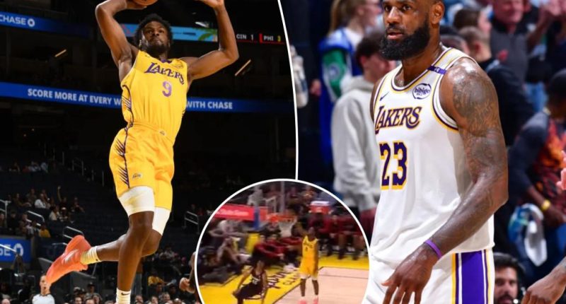 LeBron James needs just two words to hype up Bronny’s thunderous Lakers Summer League dunk