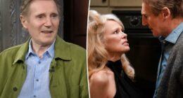 Liam Neeson makes cheeky quip about filming intimate ‘Naked Gun’ scenes with Pamela Anderson