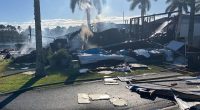 The Mary Street home in Kingscliff was completely destroyed in the blaze (pictured)