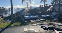 The Mary Street home in Kingscliff was completely destroyed in the blaze (pictured)